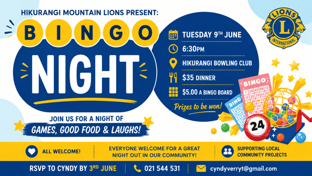 Hikurangi Lions Bingo Night